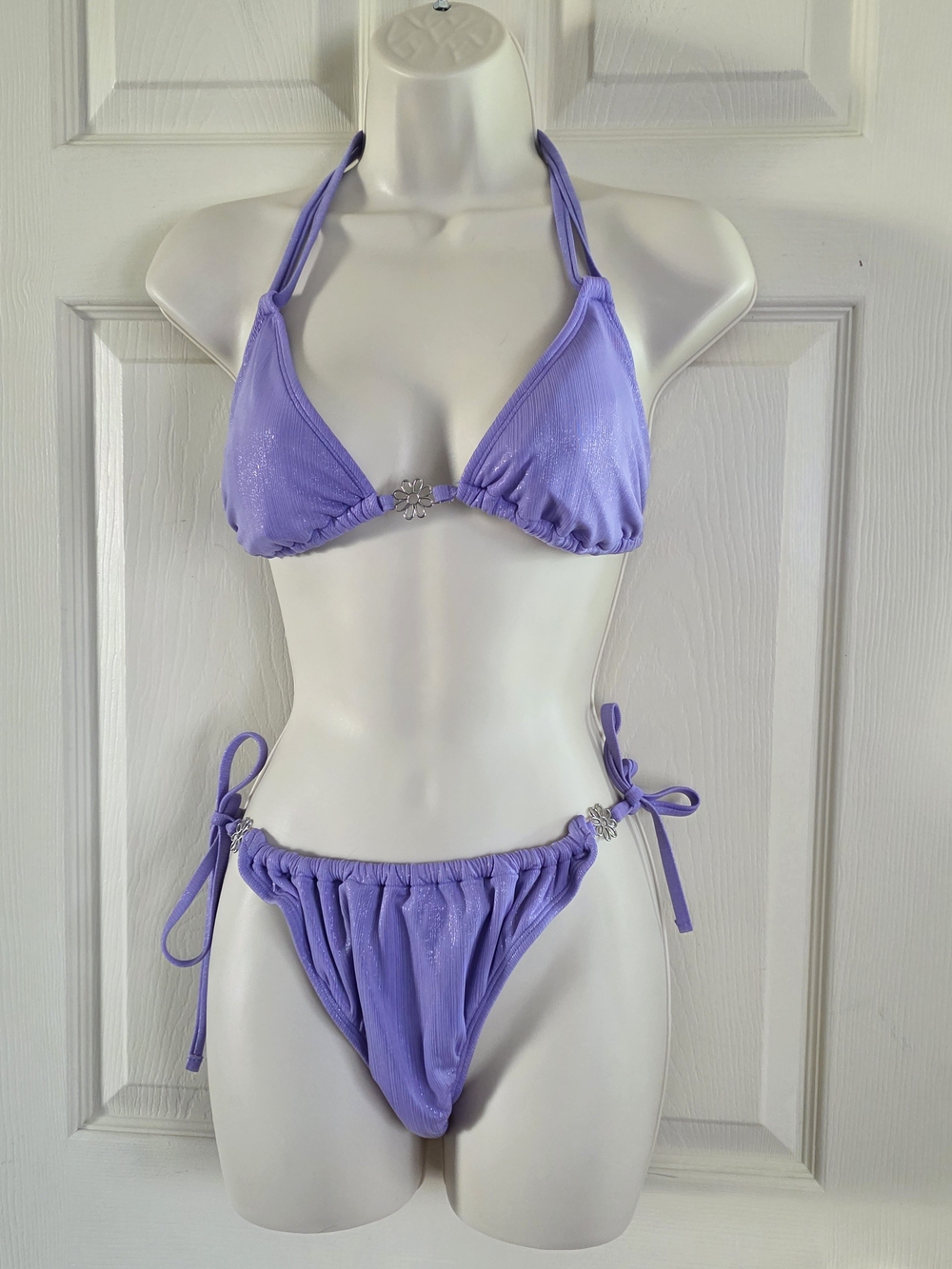 wild fable Lilac Shimmer String Bikini - Halter Top & Tie-Side Bottom